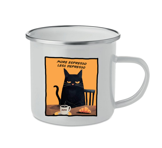 Tazza Metallo More Espresso Less Depresso