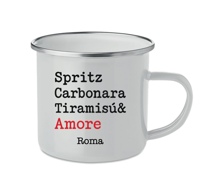 Tazza Metallo Spritz, Carbonara Tiramisù e Amore
